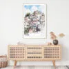 Rio De Janeiro Favela Watercolor Art Print - Shelf - Portrait