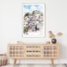Rio De Janeiro Favela Watercolor Art Print - Shelf - Portrait