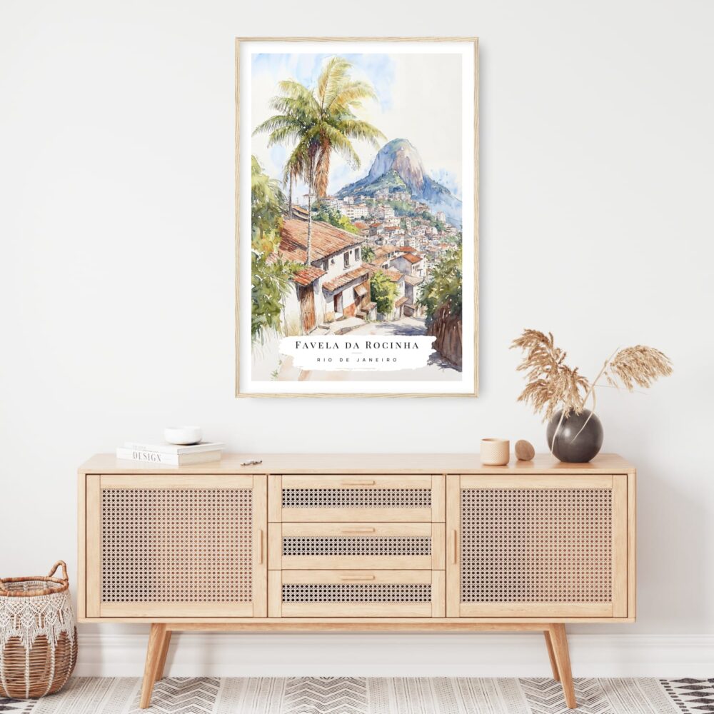 Rio De Janeiro Rocinha Favela Watercolor Art Print - Shelf - Portrait Rio De Janeiro Rocinha Favela Watercolor Art Print - Shelf - Portrait
