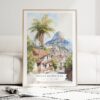 Rio De Janeiro Rocinha Favela Watercolor Art Print - Wood Frame standing on Floor