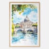 Rome Italy Watercolor Art Print - Main - Wood Frame