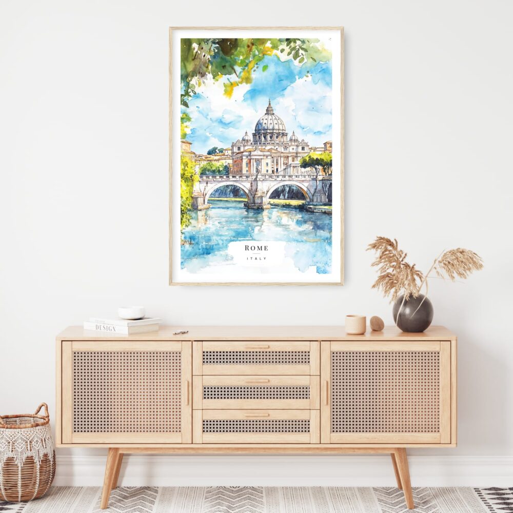 Rome Italy Watercolor Art Print - Shelf - Portrait Rome Italy Watercolor Art Print - Shelf - Portrait