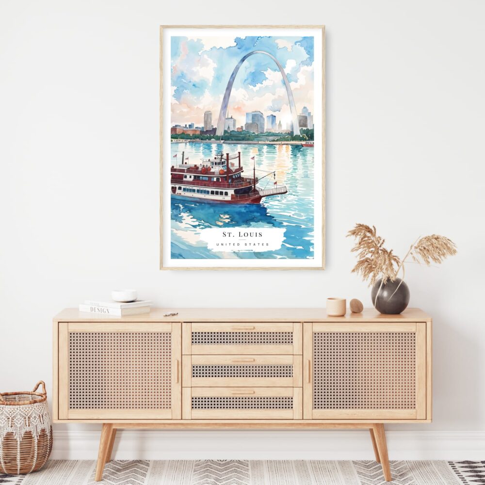 St Louis Skyline Watercolor Art Print - Shelf - Portrait St Louis Skyline Watercolor Art Print - Shelf - Portrait