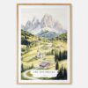 The Dolomites Watercolor Art Print - Main - Wood Frame