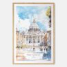 The Vatican Watercolor Art Print - Main - Wood Frame
