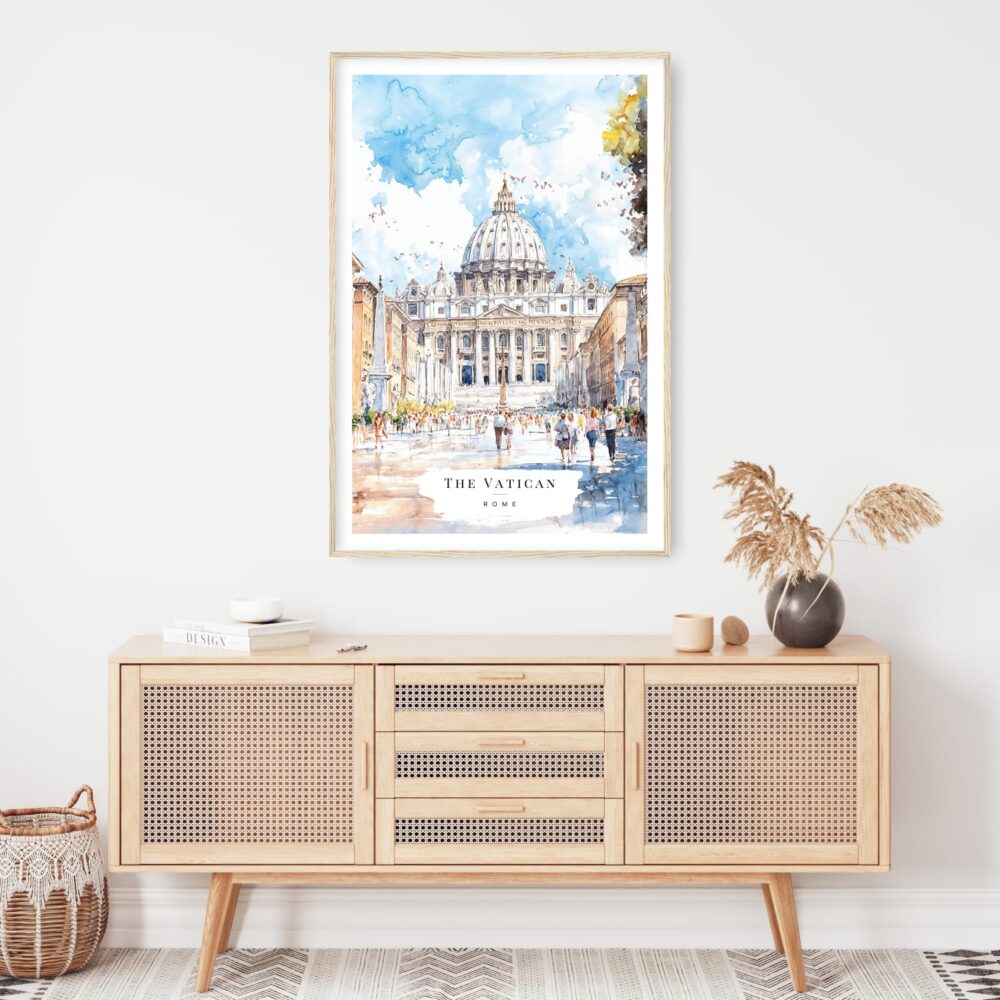 The Vatican Watercolor Art Print - Shelf - Portrait The Vatican Watercolor Art Print - Shelf - Portrait