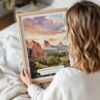 Woman Holding Framed Colorado Springs Watercolor Wall Art - Portrait