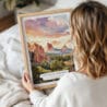 Woman Holding Framed Colorado Springs Watercolor Wall Art - Portrait