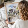 Woman Holding Framed Cordoba Spain Watercolor Wall Art - Portrait