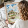 Woman Holding Framed France Mont Saint Michel Watercolor Wall Art - Portrait