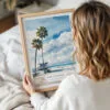 Woman Holding Framed Los Angeles Beach Watercolor Wall Art - Portrait