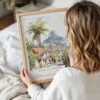 Woman Holding Framed Rio De Janeiro Rocinha Favela Watercolor Wall Art - Portrait