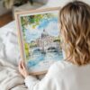 Woman Holding Framed Rome Italy Watercolor Wall Art - Portrait