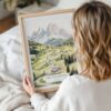 Woman Holding Framed The Dolomites Watercolor Wall Art - Portrait