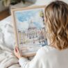 Woman Holding Framed The Vatican Watercolor Wall Art - Portrait
