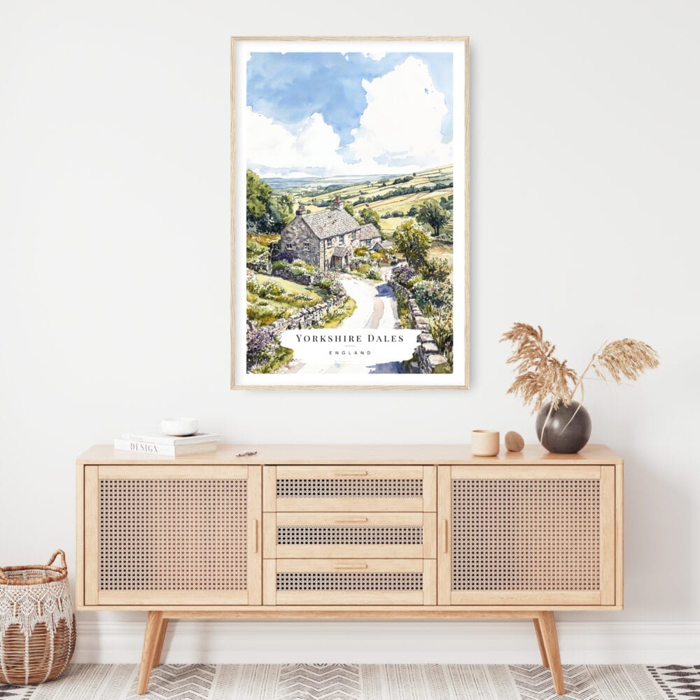Yorkshire Dales Watercolor Art Print - Shelf - Portrait Yorkshire Dales Watercolor Art Print - Shelf - Portrait