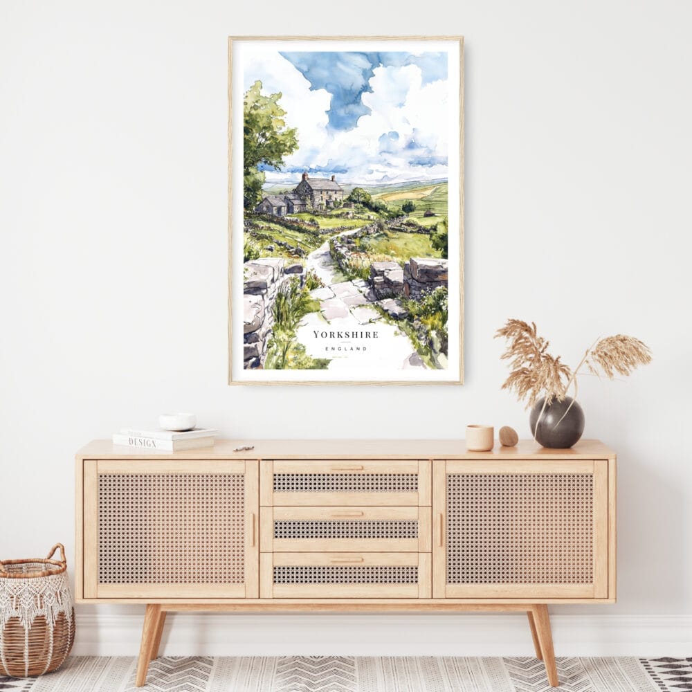 Yorkshire Stone Cottage Watercolor Art Print - Shelf - Portrait Yorkshire Stone Cottage Watercolor Art Print - Shelf - Portrait