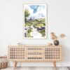 Yorkshire Stone Cottage Watercolor Art Print - Shelf - Portrait
