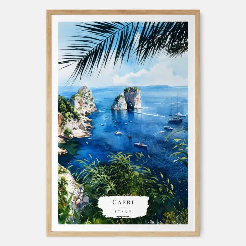 00 - Capri Italy Watercolor Art Print - Main - Wood Frame.jpg