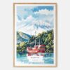 00 - Hakone with Mount Fuji Watercolor Art Print - Main - Wood Frame