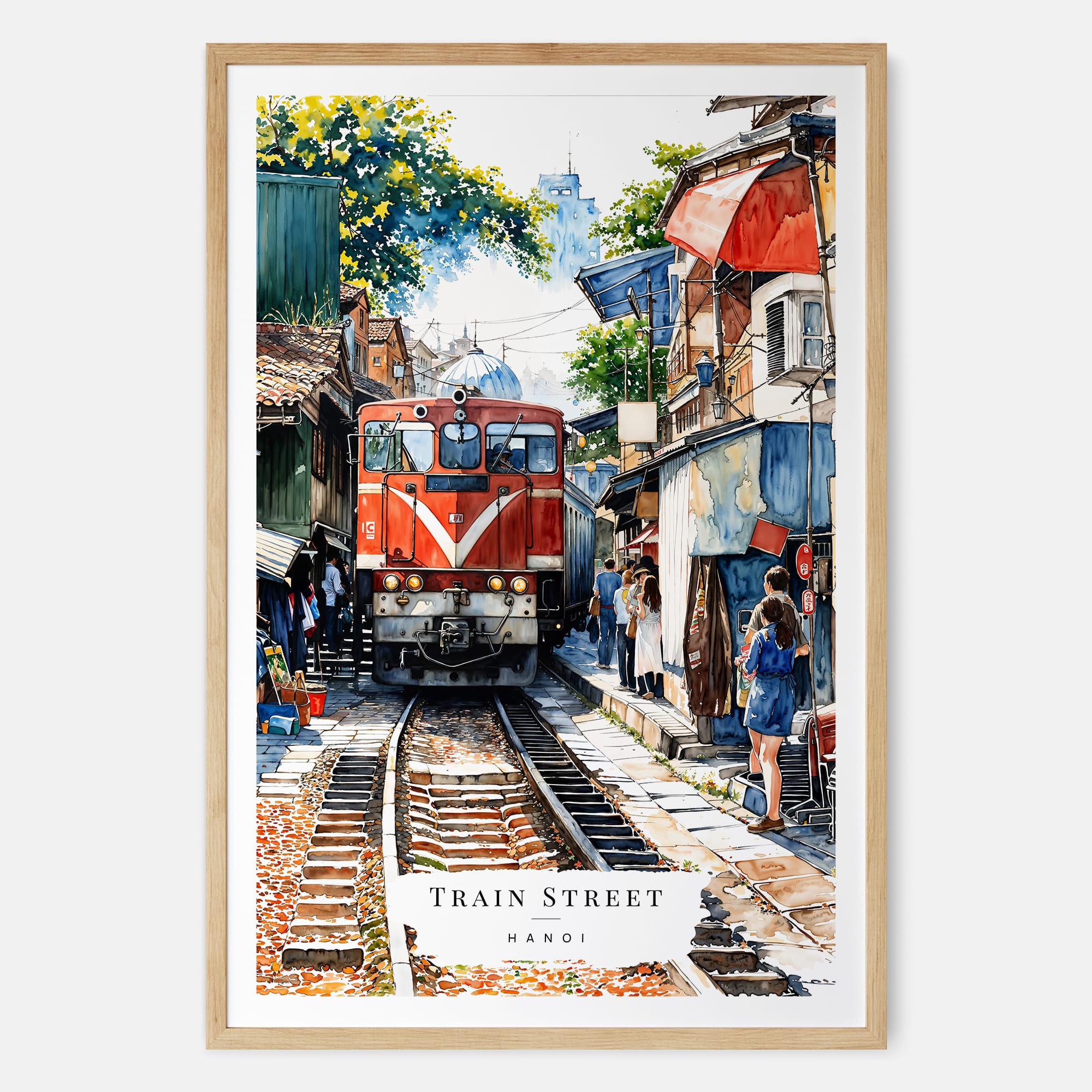 Hanoi Train Street Watercolor Art Print – Vietnam Travel Art