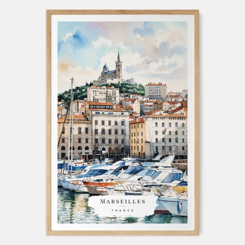 00 - Marseilles Watercolor Art Print - Main - Wood Frame.jpg