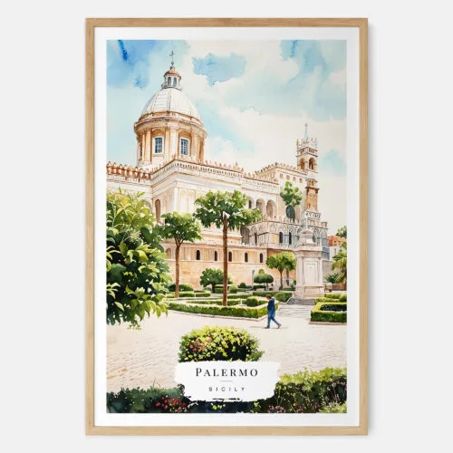 00 - Palermo Watercolor Art Print - Main - Wood Frame.jpg
