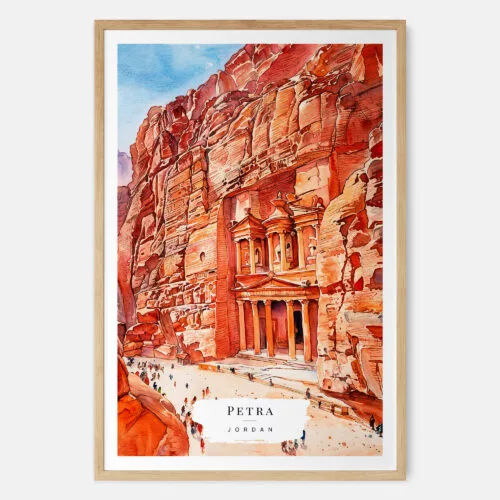 00 - Petra Jordan Watercolor Art Print - Main - Wood Frame.jpg