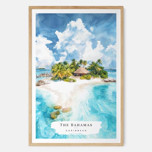 00 - The Bahamas Watercolor Art Print - Main - Wood Frame.jpg