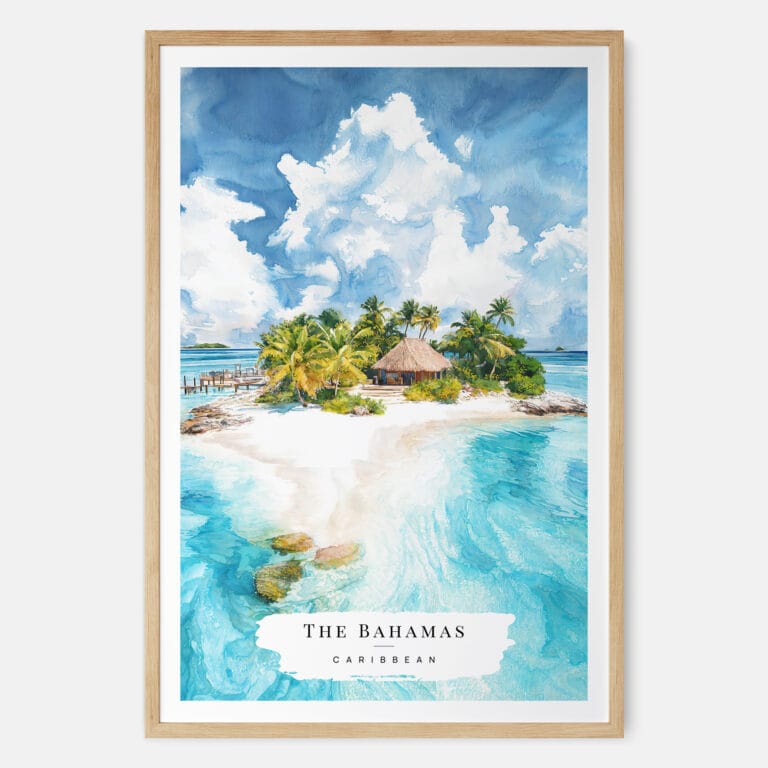 00 - The Bahamas Watercolor Art Print - Main - Wood Frame.jpg