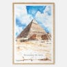 00 - The Pyramids of Giza Watercolor Art Print - Main - Wood Frame.jpg