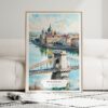 01 - Framed Budapest Hungary Watercolor Wall Art leaning against couch - Portrait.jpg
