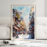 01 - Framed Hanoi Old Quarter Watercolor Wall Art leaning against couch - Portrait.jpg