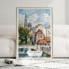 01 - Framed Strasbourg France Watercolor Wall Art leaning against couch - Portrait.jpg