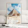 01 - Framed The Pyramids of Giza Watercolor Wall Art leaning against couch - Portrait.jpg