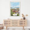 02 - Geneva Switzerland Watercolor Art Print Hanging above Shelf.jpg