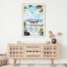 02 - Hakone Gate Watercolor Art Print Hanging above Shelf