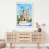 02 - Hanoi St Josephs Cathedral Watercolor Art Print Hanging above Shelf.jpg
