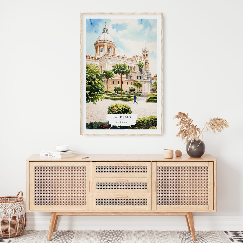 02 - Palermo Watercolor Art Print Hanging above Shelf.jpg 02 - Palermo Watercolor Art Print Hanging above Shelf.jpg