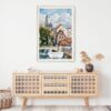 02 - Strasbourg France Watercolor Art Print Hanging above Shelf.jpg