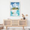 02 - The Bahamas Watercolor Art Print Hanging above Shelf.jpg