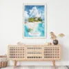02 - The Bahamas Watercolor Art Print Hanging above Shelf.jpg