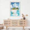 02 - The Bahamas Watercolor Art Print Hanging above Shelf.jpg