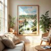04 - Bern Switzerland Watercolor Wall Art in Boho Living Room.jpg