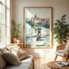 04 - Budapest Hungary Watercolor Wall Art in Boho Living Room.jpg