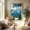 04 - Capri Italy Watercolor Wall Art in Boho Living Room.jpg