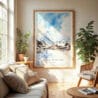 04 - Hakuba Happo One Japan Watercolor Wall Art in Boho Living Room