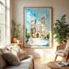 04 - Hanoi St Josephs Cathedral Watercolor Wall Art in Boho Living Room.jpg