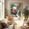 04 - Hanoi Train Street Vietnam Watercolor Wall Art in Boho Living Room.jpg