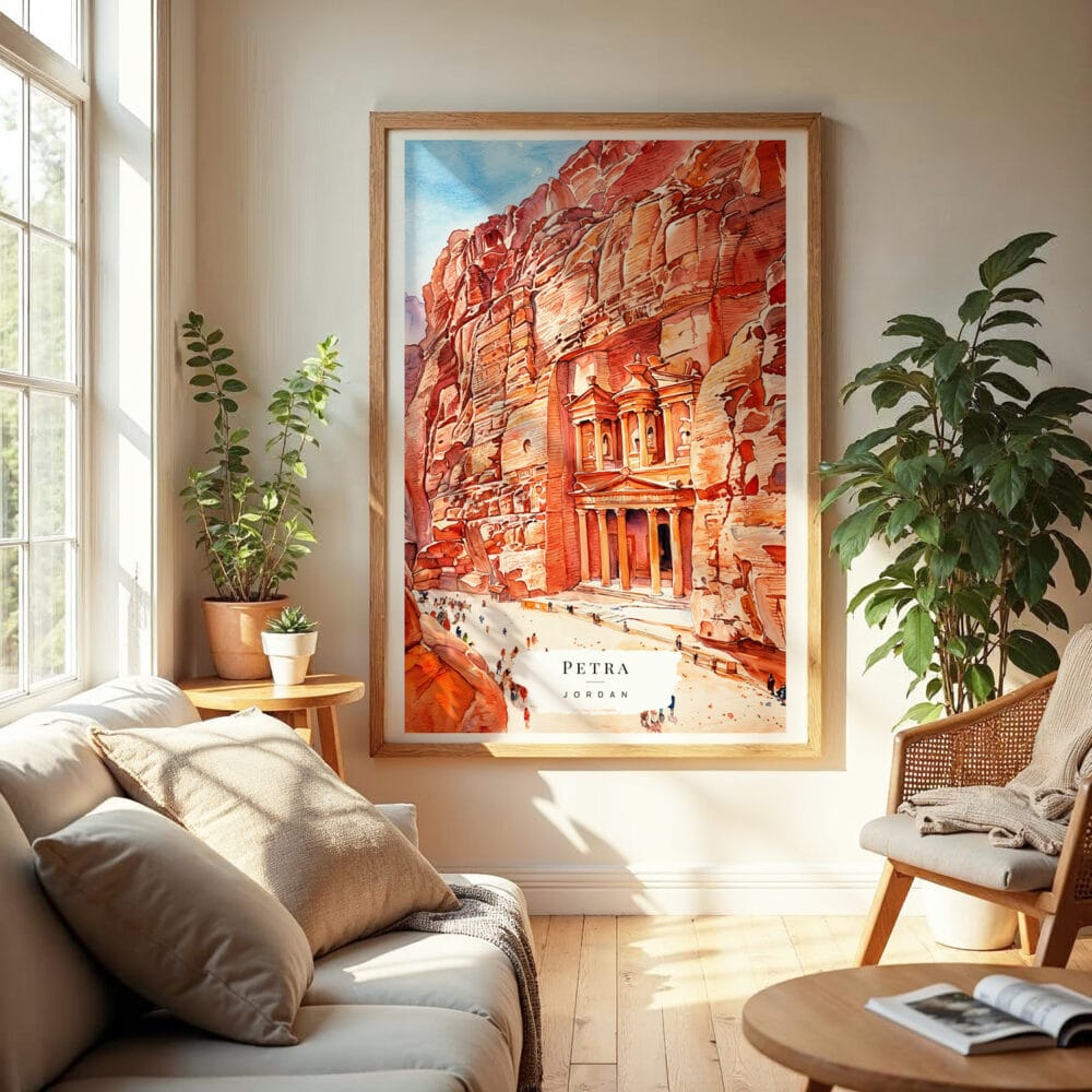 04 -  Petra Jordan Watercolor Wall Art in Boho Living Room.jpg 04 - Petra Jordan Watercolor Wall Art in Boho Living Room.jpg